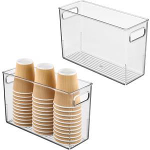 iDesign Tall Plastic Storage Bin with Handles for Fridge or Freezer - Set of 2 - Clear - Made in USA