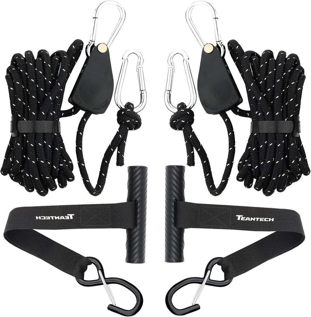 Kayak Tie Down Straps Kit  Bow & Stern Loops, Heavy Duty Ratchet Straps, Anchor Points & Secure Tying Kit for Canoes, Kayaks, Paddleboards, and Watercraft