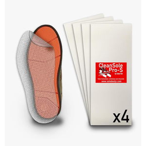 CleanSole Pro‑S Sole Protectors (4 Sheets) – U.S. Owned Brand – Peel & Stick Film for Sneakers, Dress Shoes & Heels – Outdoor Durable Scuff‑Free Shield