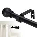 Curtain Rods for windows ,  Decorative Matte Black Splicing Heavy Duty Metal Curtain Rod set with Brackets, Size 32-46"