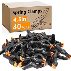 40 Pack 4.5 inch Plastic Spring Clamps, Black Heavy Duty Clips, Backdrop Clips, Woodworking Clamps, Plastic Clamps for Crafts, Backdrop Stand, Woodworking, Photography
