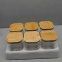 ComSaf 0.7 Qt Rectangle Glass Storage Containers with Lids, Glass Jars with Bamboo Lids, Clear Food Jar, Sugar Coffee Containers, Small Pantry Storage Container for Tea Candy Nuts Spices Oat