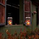 Solar Lanterns Outdoor Hanging Lanterns, Metal with Glass Cardinal Solar Lights, Waterproof Decorative Lantern Garden Decor for Outside Table Patio Yard, Memorial Gifts Grave Decorations for Cemetery