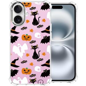2 x Halloween Phone Case for iPhone 16,Pink Cartoon Ghost Pattern Cover Soft Bumper Protective Cute Boys Girls Phone Case for iPhone 16 2 x Halloween Phone Case for iPhone 16,Pink Cartoon Ghost Pattern Cover Soft Bumper Protective Cute Boys Girls Phone Case for iPhone 16