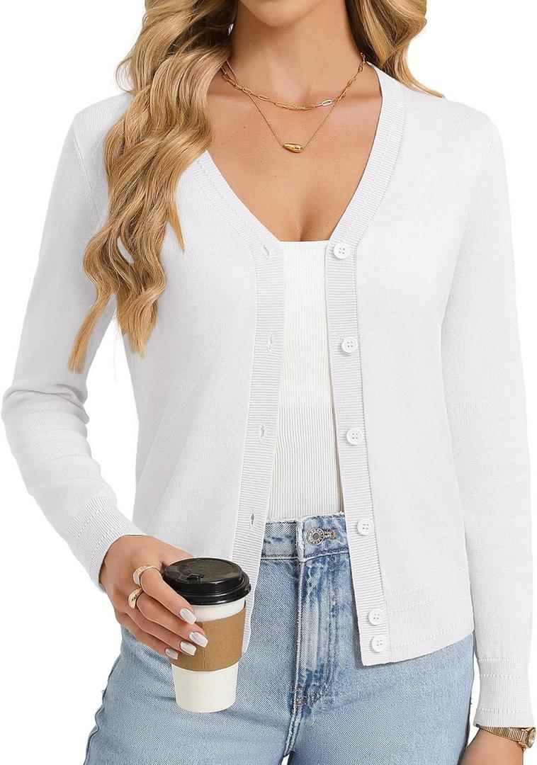 GRACE KARIN Womens Lightweight Cardigan Sweaters Trendy Button Up V-Neck Knit Cardigans Shrug Spring Fashion Clothes, Size Medium
