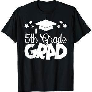 5th Grade Grad 2024 Gifts Boys Girls Graduation Cap, Gown T-Shirt (Black, M)