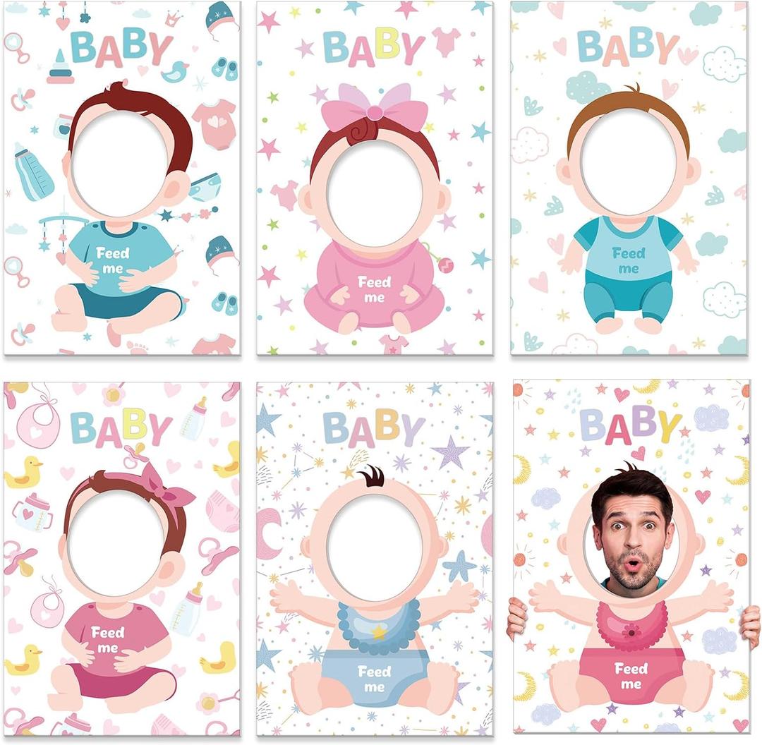 6 Pcs Feed Me Game Who is The Baby Daddy Games Bridal Party Activities Photo Booth Props for Gender Reveal Party Favors