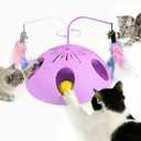Cat Toys, Interactive Cat Toy for Indoor Cats, Automatic Interactive Kitten Toy, Fluttering Feather, Track Balls, Rotating Track Feather Enrichment Kitty Toys for Multi-cat Family (Purple)