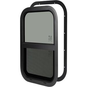 Cargo Trailer Windows,RV Windows for Camper Cargo Trailer Van Truck SUV,12" W x 22" H Vertical Sliding Window Replacement with Trim Ring,Fit 15/16" or 1-3/8" Thick Wall,Allow Error 1/16”,DOT Approved