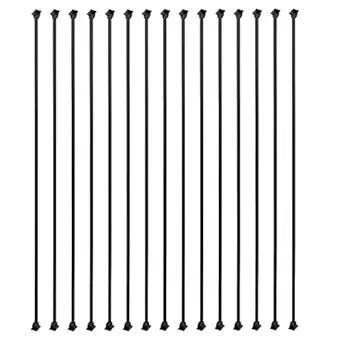 15 Pack Iron Balusters Square Hollow Stair Spindles 1/2" Metal Balusters with Iron Baluster Swivel Shoes for Staircase