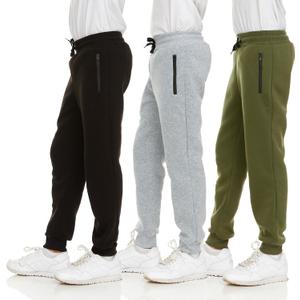 PURE CHAMP 3Pk Boys Sweatpants Fleece Athletic Workout Kids Clothes Boys Joggers with Zipper Pocket and Drawstring Size 4-20 (Small, Set3)