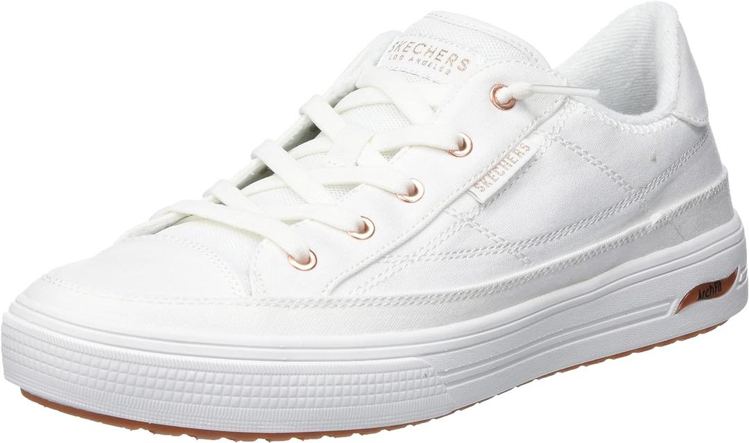 Skechers Women's Arch Fit Arcade-Meet Ya There Sneaker, White, 7 Wide
