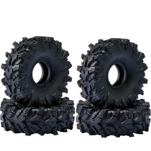 DJCRAWLER Super Soft 1.0 Mud Tires, Large 74*27mm Tire for TRX4M F-150 1/18 1/24 Axial SCX24 AX24 FMS FCX24 Ultimate 4x4 4WS Mini RC Crawler XC-1 RTR, Muddy Swamp Tyres, Come with Double Layer Sponges