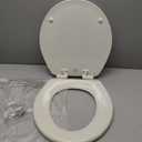 Bemis Ashland Modern Wood Toilet Seat with Decorative Edge, Slow Close, Secure Hinges, Made in USA, Round, Biscuit
