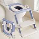 Portable Potty Training Seat for Toddlers with Steps, Foldable Toilet Seat (Purple)