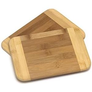 Lipper International Bamboo Wood Two-Tone Kitchen Cutting and Serving Board, Small, 8" x 6" x 5/16", Set of 2