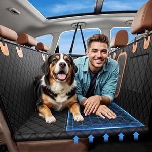 600D Heavy Duty Dog Car Seat Cover for Back Seat,2025 Upgraded Hard Honeycomb Bottom Back Seat Extender for Dogs- Holds 600lbs,Waterproof Scratch Proof Nonslip Dog Hammock for Car, SUV, Truck