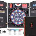 WIN.MAX Electronic Dart Board Cabinet Set, LED Electric Digital Soft Tip Dart Boards for Adults with Cabinet, up to 16 Players, 38 Games and 211 Variations with 12 Soft Tip Dartboard Set