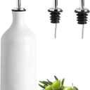 Sweejar Ceramic Olive Oil Dispenser Bottle, Opaque Oil Cruet Protects Oil to Reduce Oxidation, Suitable for Storage Oil, Vinegar, Coffee Syrups & Other Liquids, Pack of 1, 15.5 Fl Oz (White)