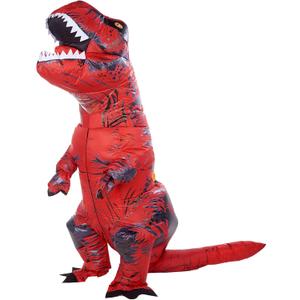 ATDAWN Inflatable Dinosaur Costume, Giant T-Rex Red Inflatable Halloween Cosplay Costume for Adults, Blow Up Costume