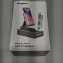 JTEMAN Cell Phone Stand with Wireless Bluetooth Speakers,Angle Adjustable Strong Pedestal Phone Stand for Desk,HD Sound and Bass Bluetooth Speaker Compatible with All Mobile Phones(Green)