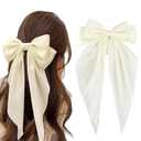 Fashion Hair Pins For Women, Elegant Bow Ribbon Hair Clip, Hair Accessories For Girls, Bowtie Hair Clip, Gift For Her (White)