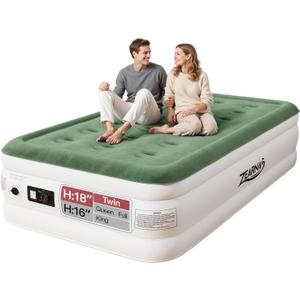 Zearna Twin Air Mattress with Built-in Pump,Fast & Easy Inflation/Deflation Inflatable Mattress, Foldable Blow Up Mattress with Storage Bag, Inflatable Bed for Home, Camping & Guests,16"/550lbs Max