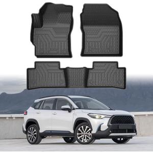 Mixsuper Floor mat for Toyota Corolla Cross 2022-2026 Gas (Not Fit Toyota Corolla),All Weather TPE Rubber Floor Liners Protection for Corolla Cross Accessories,2 Row Anti-Slip Car Mats, Black
