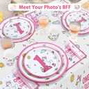 One Silly Goose Birthday Decor Girl Plates Set, Silly Goose First Birthday Decorations for Girl Balloons Banner Plates Napkins Cups Forks Tablecloth 25 Guests