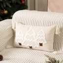 Christmas Tree Pillow Covers 12x20 Decorative Christmas Beige Throw Pillow Cases Winter Holiday Couch Cushion Case for Sofa Bed Room Home Decor