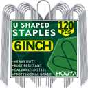 U Shaped Garden Stakes 6 Inch 120 Pack Drip Irrigation Stakes Galvanized Landscape Garden Staples Hose Stakes for Soaker Hose Drip Line Irrigation Tubing Tube, Lawn Ground and Weed Barriers