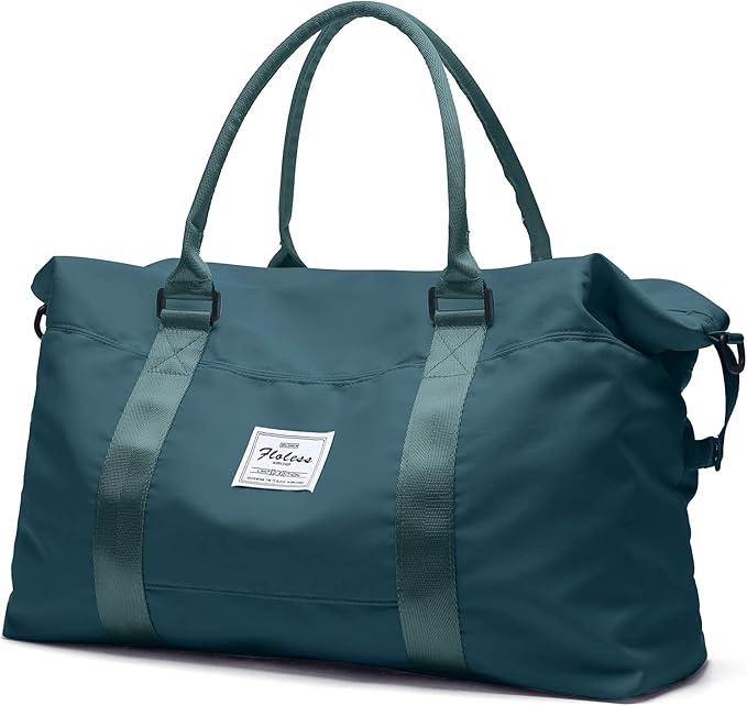 Travel Duffel Bag,Sports Tote Gym Bag,Shoulder Weekender Overnight Bag for Women, B-Peacock Blue