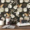 WESTICK Dark Moody Flower Wallpaper 17.5"x100" Self Adhesive Waterproof for Bedroom Cabinets Walls Vintage Botanical Wallpaper