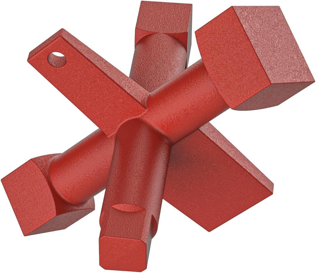 Ximoon 6 Way Cleanout Plug Wrench Replacement for Pasco J40042 Plumbing Wrench,Heavy Duty Iron countersunk Clean Out Plugs Drum Traps Plumbing Tool (Red)
