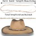 2 x Cowboy Hat Band for Women Men, Beaded Hat Band for Straw Hat Fedora Hand Made Replaceable Golden Hat Band Diomond