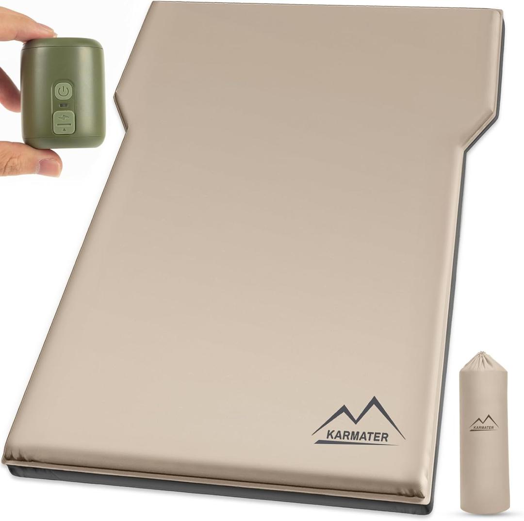 SUV Air Mattress Car Bed Camping, Inflatable Car Camping Pad with Air Pump, Ultrathick Memory Foam Camping Mattress, 9.0 R-Value Insulated Sleeping Pad 2 Person, Camping Mat for Hiking and Backpacking