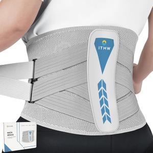 Back Brace for Lower Back Pain Relief, Adjustable Back Support Brace for Men and Women, Lower Back Brace with 7X Support System for Sciatica, Herniated Disc, Scoliosis (Medium) (Gray)