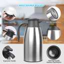 Yummy Sam Thermal Coffee Carafe Stainless Steel 68oz(2 Lifter) Double Walled Vacuum Coffee Water Beverage Dispenser 12 Hour Heat Retention/24 Hour Cold Retention (Silver)