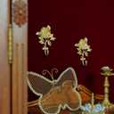 SOFFEE DESIGN 2pcs Golden Single Hooks 3D Flower Retro Ornate Style for Room Wall Mounted Decoration, Coat Hat Scarf Hanging Entry Heavy Duty Hooks, Home Decor