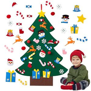 HBlife Felt Christmas Tree 3ft DIY Christmas Decorations Clearance with 26 PCS Ornaments Wall Decor with Hanging Rope for Kids Xmas Gifts Home Door