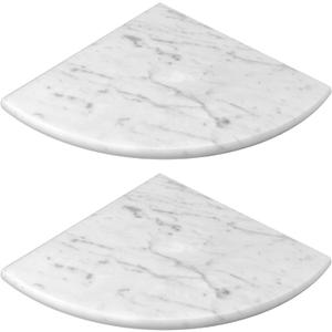 9 Inch Marble Corner Shower Shelf for Bathroom, Shower Room, Both Side Honed Polished, Bathroom Wall Mounted (Carrara White - 2pcs)