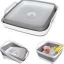 GIMWA Collapsible Wash Basin with Drain Plug - 2.4 Gallon Foldable Kitchen Sink for Baby Bottles, RV Camping, Space-Saving Dish Tub (Gray)