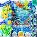179 PCS Under the Sea Party Decorations  Ocean Themed Baby Shark Birthday Supplies with Balloon Arch Kit, Backdrop, Sea Creatures, Cake Toppers & Tablecloth  Underwater Party Decor for Kids