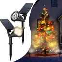 4 LEDs Solar Spot Lights Outdoor, Solar Lights for Outside Waterproof IP65, Auto On/Off Solar Yard Lights, Solar Lights for Tree Garden Christmas Decorations,2 Pack(Warm Light) (4 high-brightness LEDs-Warm Lights)