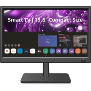 Feihe 15.6 Inch Small Smart TV HD 1080P LED, Flat Screen Smart Television with ATSC Tuner/HDMI/USB/AV for Kitchen, RV, Camper, Home & Bedroom or On-The-Go Entertainment, Similar to a Large Laptop Screen