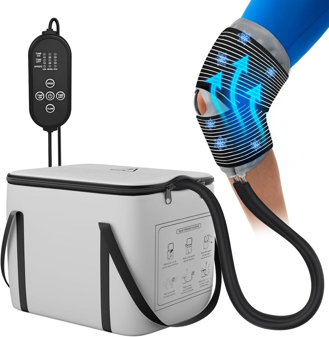 Ice Machine for Knee After Surgery, Cold Therapy Machine with Programmable Timing, Quiet Pump, Portable Knee Replacement Surgery Recovery System for Pain Relief, Easy to Use