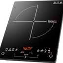 Induction Cooktop 1800W Portable Electric Stove Countertop, 8 Preset Functions & Temp Settings, 2 Cooking Modes, Timer, Child Lock for Tiny Kitchen, Apartment, Camping, RV Countertop Burner
