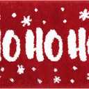 Duraaamo Christmas Bath Mat, Christmas Bathroom Decor Non Slip Absorbent Washable Xmas Bath Rugs for Xmas Holiday Home Bathroom Decor, 20 x 32 Inch(Red,Ho Ho)