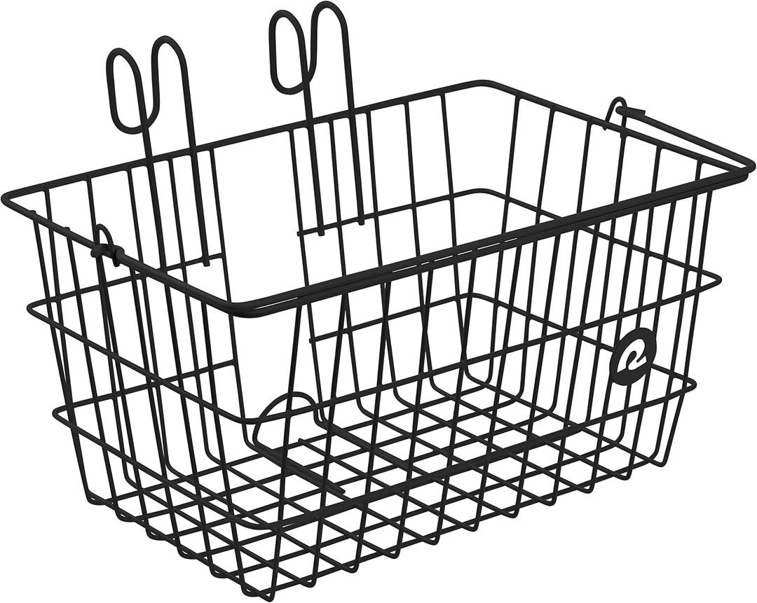 Retrospec Apollo-Lite Lift-Off Bike Basket - Detachable Steel Handlebar Basket with Carrying Handle for Commuting, Shopping & Beach Trips - 14.5in x 9.5in Weather-Resistant Biking Gear (Black)