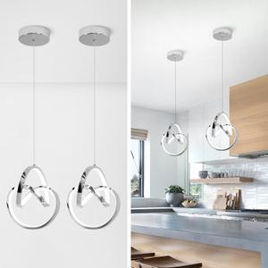 Modern LED Pendant Light Fixtures 4000K Pendant Lights Kitchen Island Lighting Adjustable Height Chrome Hanging Lamp for Dining Room Bedroom Living Room,2 Packs, Hardwired,2PACK